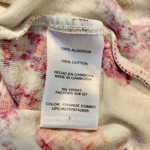 Daisy Fuentes Top Large Cream Orange Purple Gold Abstract Floral Cotton - Picture 11 of 14